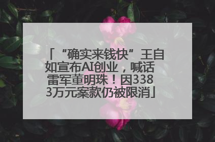 “确实来钱快”王自如宣布AI创业，喊话雷军董明珠！因3383万元案款仍被限消