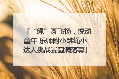 “绳”舞飞扬，悦动童年 乐师附小跳绳小达人挑战赛圆满落幕