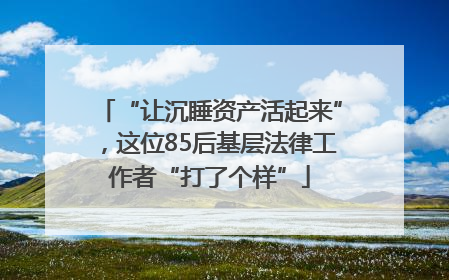 “让沉睡资产活起来”，这位85后基层法律工作者“打了个样”