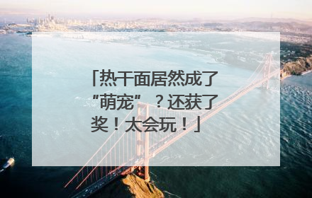 热干面居然成了“萌宠”？还获了奖！太会玩！