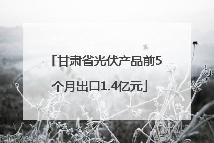 甘肃省光伏产品前5个月出口1.4亿元