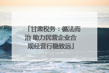 甘肃税务：循法而治 助力民营企业合规经营行稳致远