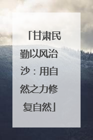 甘肃民勤以风治沙：用自然之力修复自然
