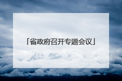 省政府召开专题会议