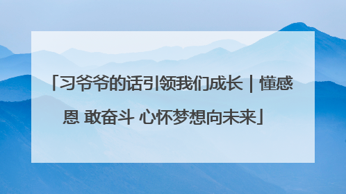 习爷爷的话引领我们成长｜懂感恩 敢奋斗 心怀梦想向未来