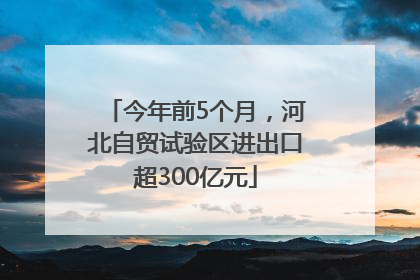 今年前5个月，河北自贸试验区进出口超300亿元