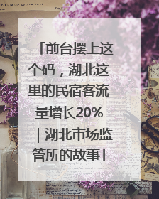 前台摆上这个码，湖北这里的民宿客流量增长20%｜湖北市场监管所的故事