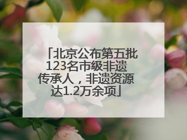 北京公布第五批123名市级非遗传承人，非遗资源达1.2万余项