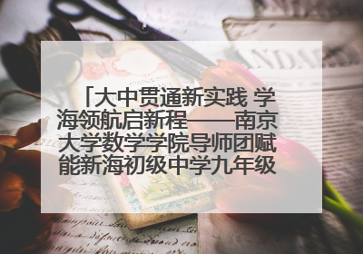 大中贯通新实践 学海领航启新程——南京大学数学学院导师团赋能新海初级中学九年级学子生涯规划