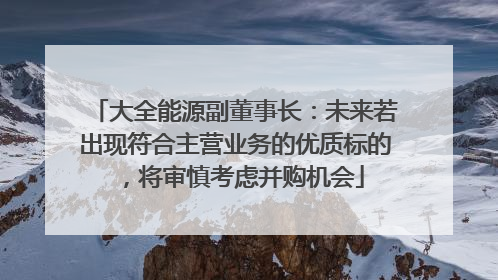 大全能源副董事长：未来若出现符合主营业务的优质标的，将审慎考虑并购机会