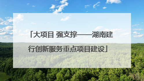 大项目 强支撑——湖南建行创新服务重点项目建设