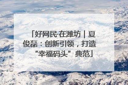 好网民·在潍坊｜夏俊磊：创新引领，打造“幸福码头”典范