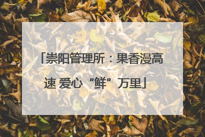 崇阳管理所：果香漫高速 爱心“鲜”万里