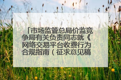 市场监管总局价监竞争局有关负责同志就《网络交易平台收费行为合规指南（征求意见稿）》答记者问