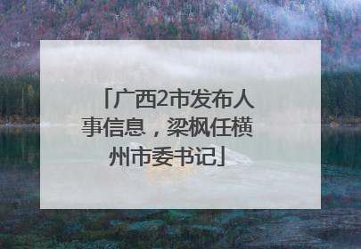 广西2市发布人事信息，梁枫任横州市委书记