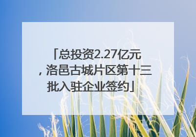 总投资2.27亿元，洛邑古城片区第十三批入驻企业签约