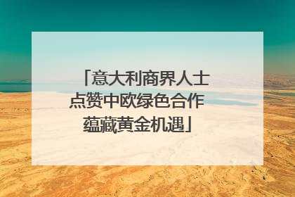 意大利商界人士点赞中欧绿色合作蕴藏黄金机遇