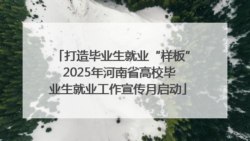 打造毕业生就业“样板” 2025年河南省高校毕业生就业工作宣传月启动