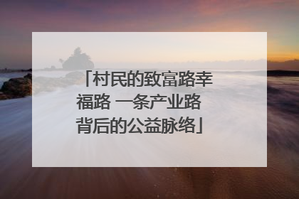 村民的致富路幸福路 一条产业路背后的公益脉络