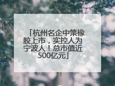 杭州名企中策橡胶上市，实控人为宁波人！总市值近500亿元