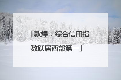 敦煌：综合信用指数跃居西部第一