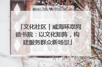 文化社区｜威海环翠同德书院：以文化矩阵，构建服务群众新场景