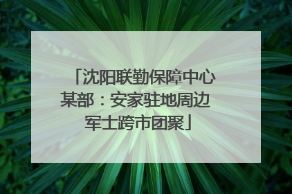 沈阳联勤保障中心某部：安家驻地周边 军士跨市团聚