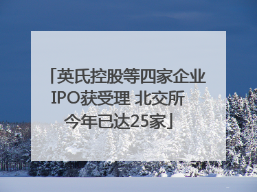 英氏控股等四家企业IPO获受理 北交所今年已达25家