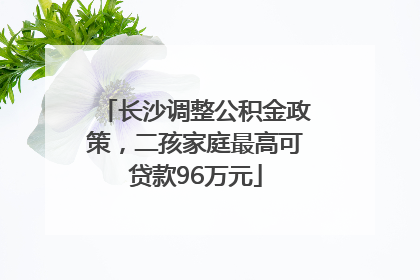 长沙调整公积金政策，二孩家庭最高可贷款96万元