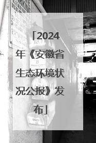 2024年《安徽省生态环境状况公报》发布