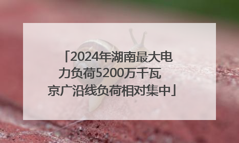2024年湖南最大电力负荷5200万千瓦 京广沿线负荷相对集中