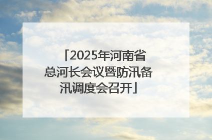 2025年河南省总河长会议暨防汛备汛调度会召开